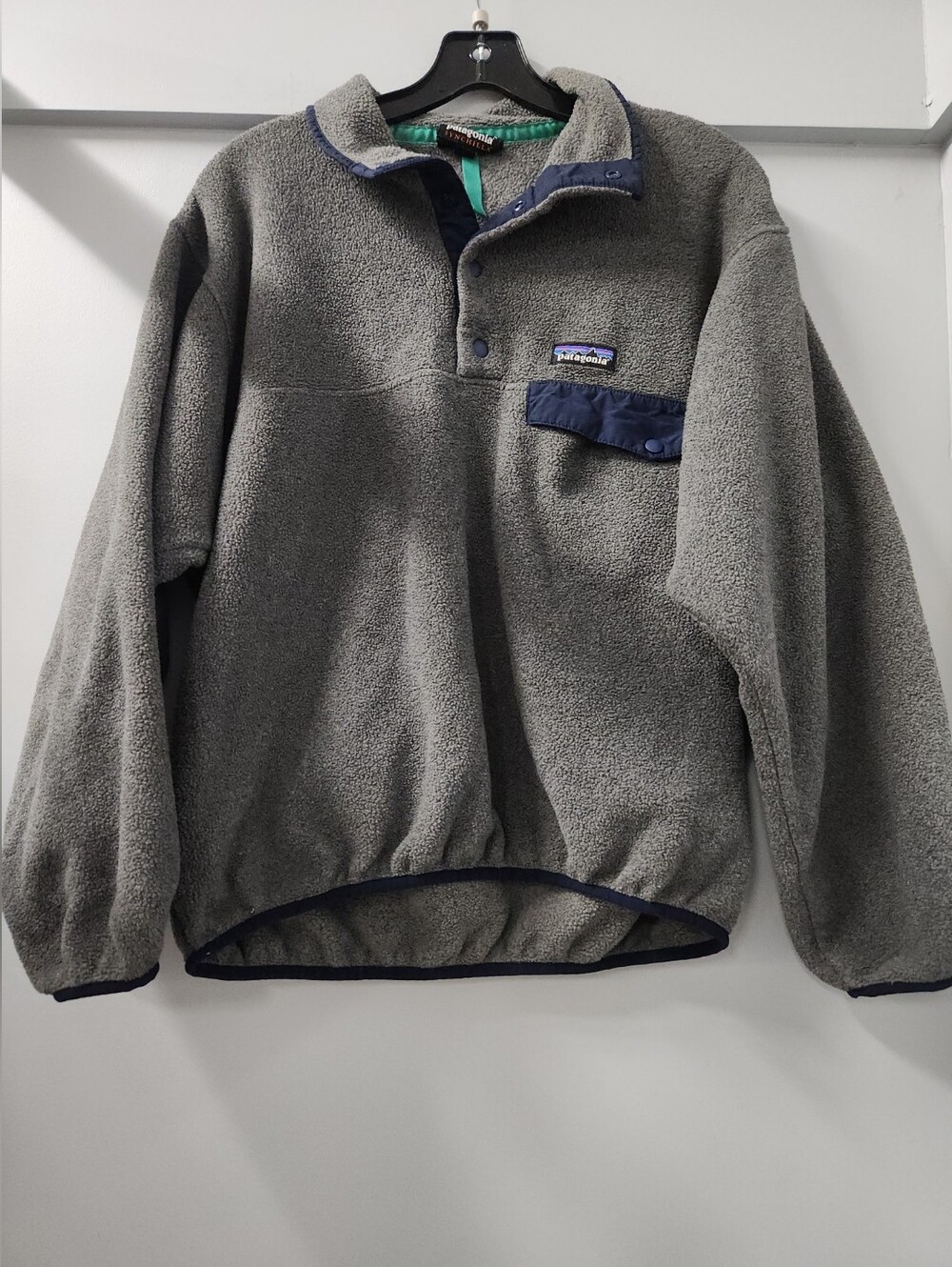Patagonia Synchilla Gray & Navy Fleece Pullover Snap T Men's Small